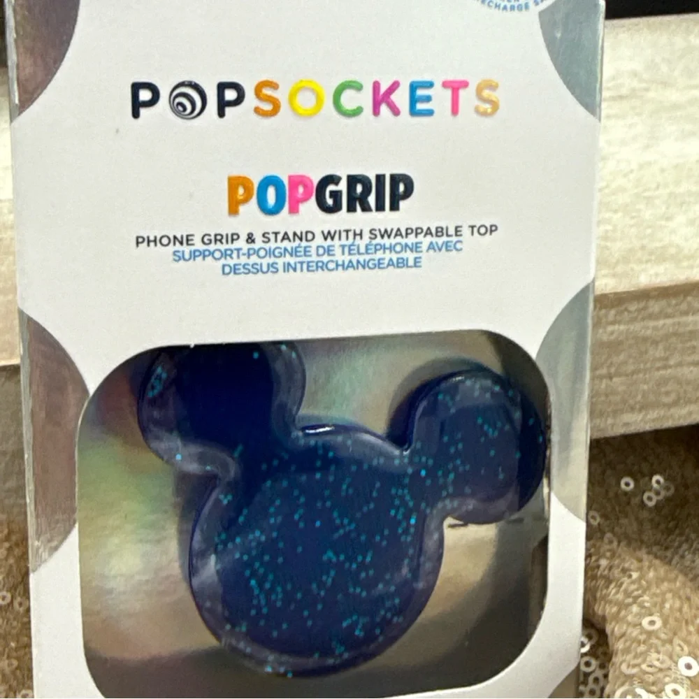 Disney Mickey Mouse PopSockets PopGrip Navy Glitter